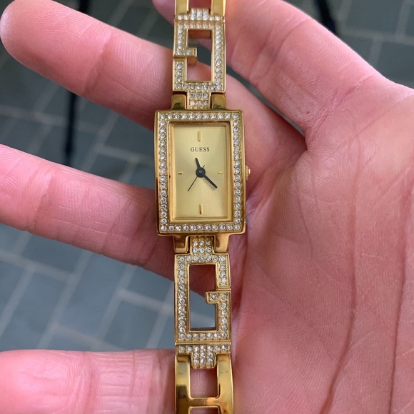 Authentic Guess Gold Tone Embellished Watch